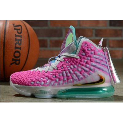 Nike Bayan Lebron 17 Pembe / Gri / Mavi Basketbol Ayakkabısı Türkiye - 2L653B13